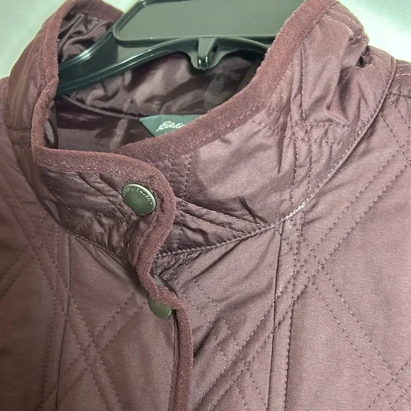 Eddie Bauer Quilted Jacket Coat Full Zip Insulated Pockets size large burgundy - Picture 9 of 15